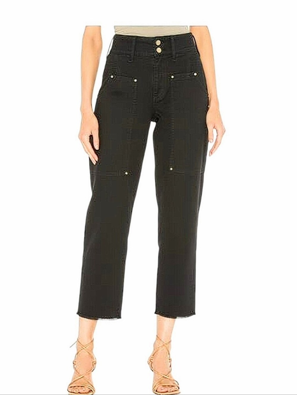 Frame Twisted Utility Cotton Cargo Tapered Cropped Pants 30